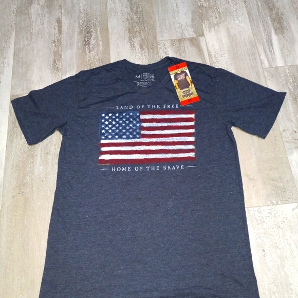 NWT Mens Navy Blue American Flag Liberty Great American Lakes & Timer Shirt M - Picture 1 of 3